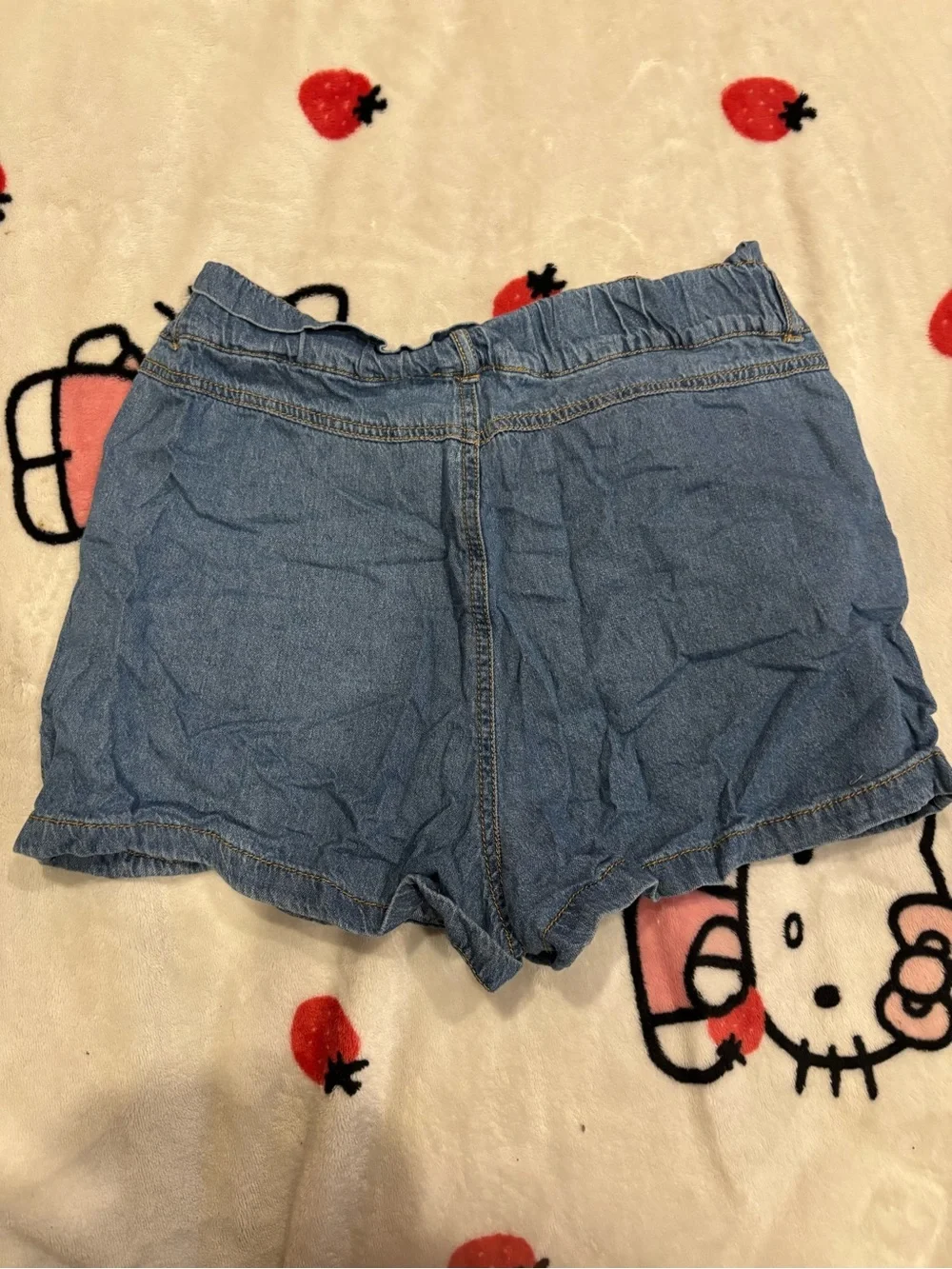 Love Tree Light Blue Paperbag Waist Denim Shorts